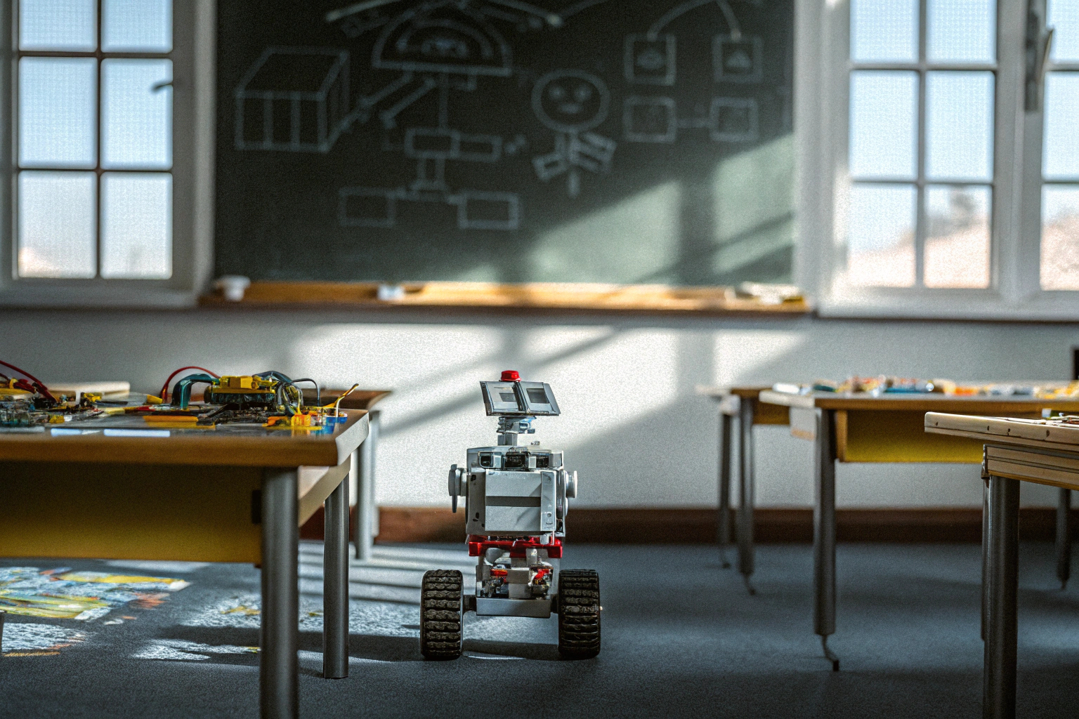 Lehrer erklärt Lego Mindstorms im Klassenzimmer