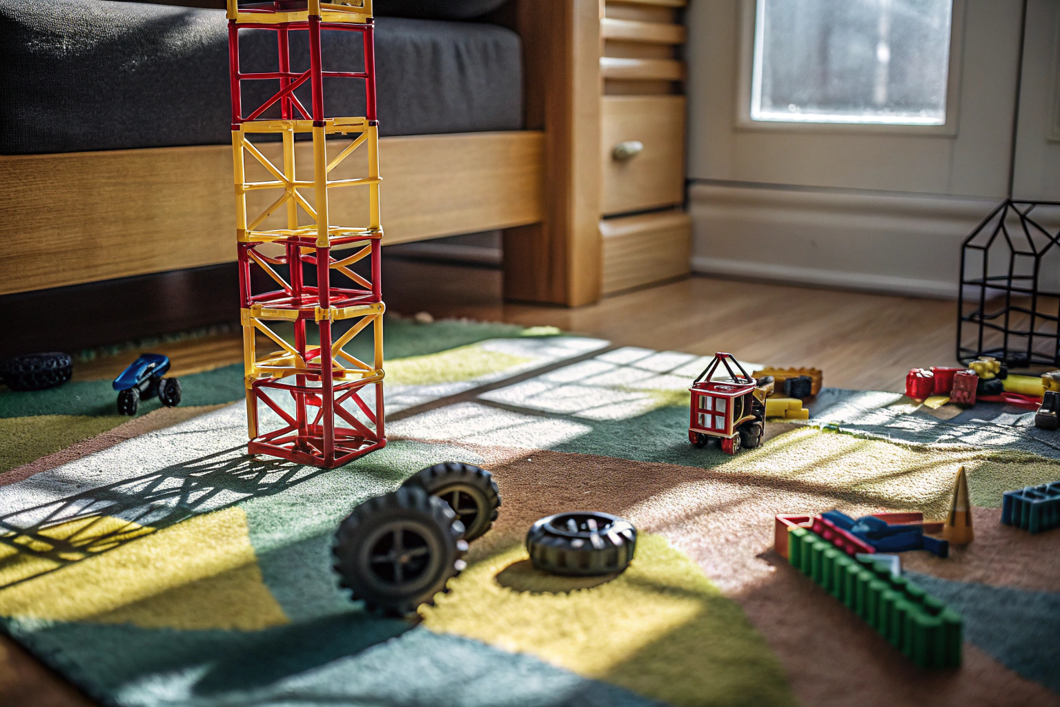 Kinder spielen mit Konstruktionsspielzeug